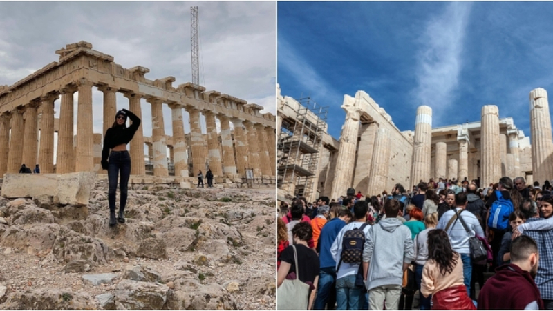 The Acropolis of Athens, Greece | Instagram/@whereisandra_ & Shutterstock