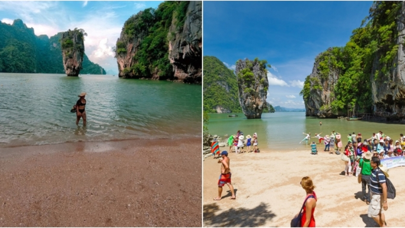 “James Bond” Island in Thailand | Instagram/@dannicristtina & Shutterstock