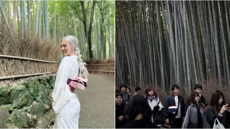 Arashiyama Bamboo Grove, Japan | Instagram/@erinnroseeee & Getty Images Photo by BEHROUZ MEHRI/AFP