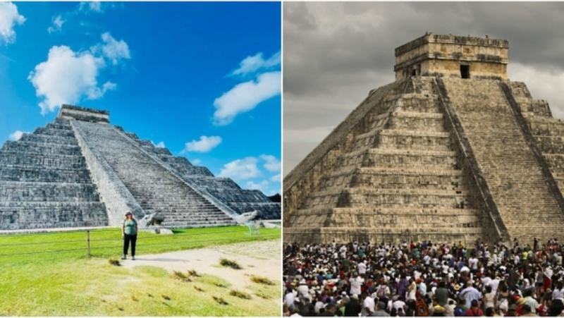 Chichén Itzá, Mexico | Instagram/@tmonet4ta & Getty Images Photo by ALEJANDRO MEDINA/AFP